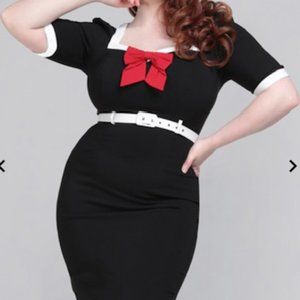 NWT COLLECTIF SADIE 50S PENCIL DRESS BLACK SIZE UK 16
